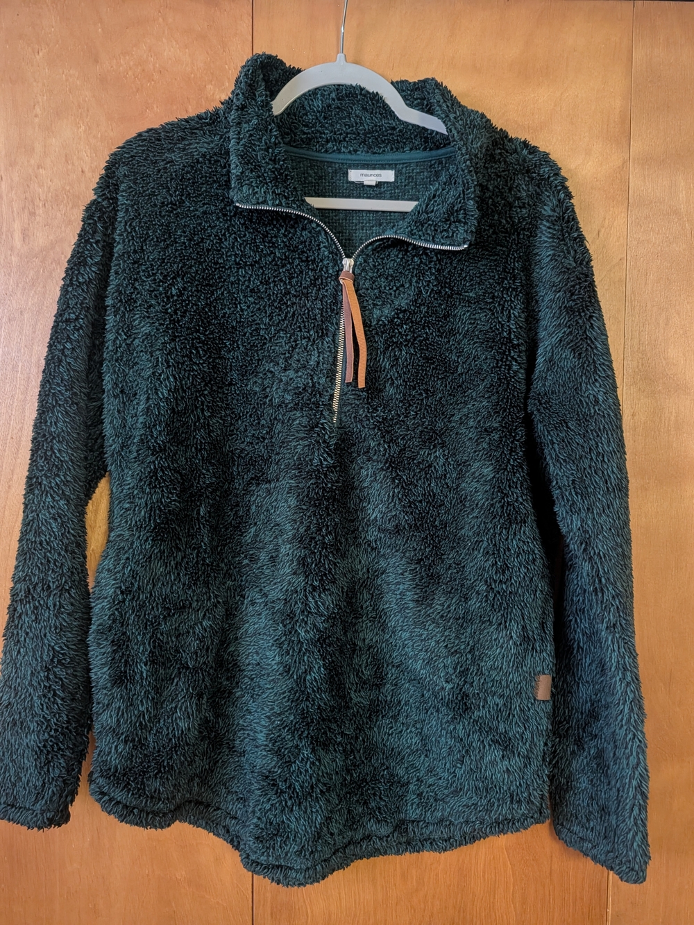 Maurices Plush Half-Zip Crewneck Sweater in Deep Forest Green